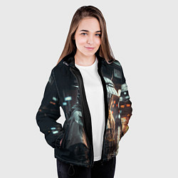 Куртка с капюшоном женская Футуристический самурай, цвет: 3D-черный — фото 2