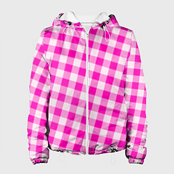 Куртка с капюшоном женская Розовая клетка Барби, цвет: 3D-белый