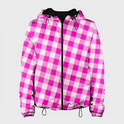 Куртка с капюшоном женская Розовая клетка Барби, цвет: 3D-черный