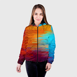 Куртка с капюшоном женская Цветной глитч, цвет: 3D-черный — фото 2