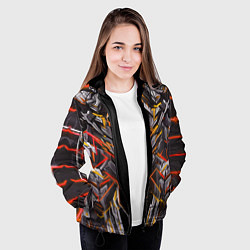 Куртка с капюшоном женская Киберпанк доспехи красные, цвет: 3D-черный — фото 2
