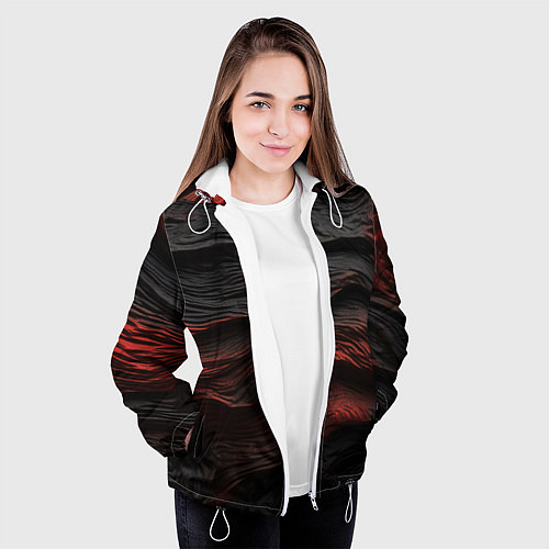 Женская куртка Black red texture / 3D-Белый – фото 3