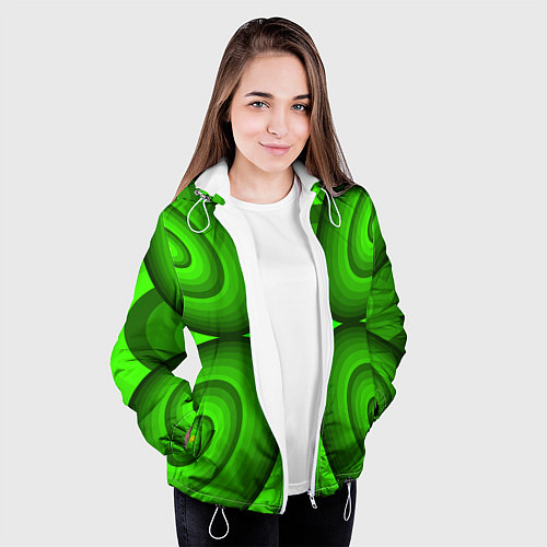 Женская куртка Зеленые овалы / 3D-Белый – фото 3