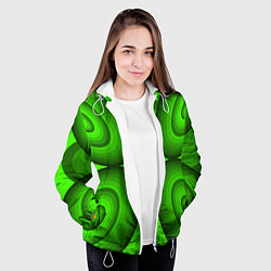 Куртка с капюшоном женская Зеленые овалы, цвет: 3D-белый — фото 2