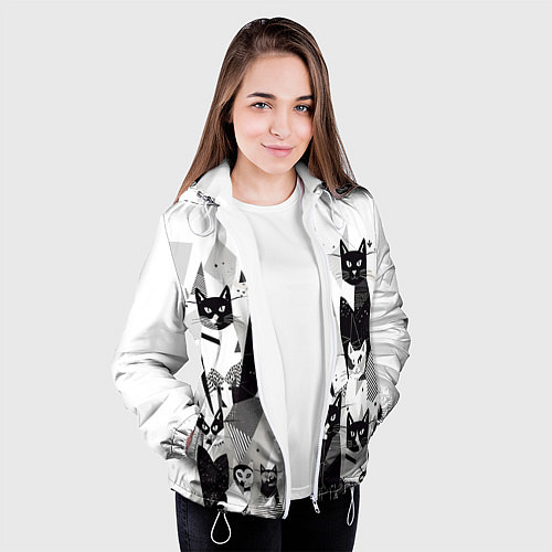 Женская куртка Абстрактные коты / 3D-Белый – фото 3