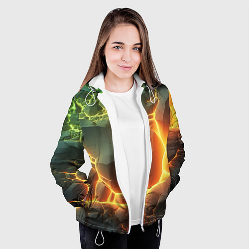 Женская куртка Валуны в лаве / 3D-Белый – фото 3