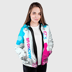 Куртка с капюшоном женская Among Us neon gradient style: надпись, символ, цвет: 3D-черный — фото 2