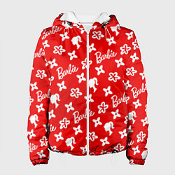Куртка с капюшоном женская Барби паттерн красный, цвет: 3D-белый