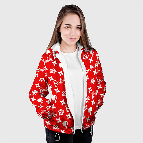 Женская куртка Барби паттерн красный / 3D-Белый – фото 3