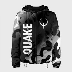 Куртка с капюшоном женская Quake glitch на темном фоне: надпись, символ, цвет: 3D-черный