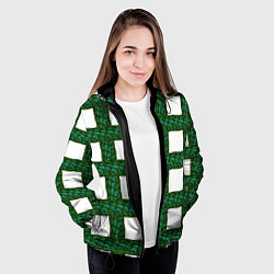 Куртка с капюшоном женская Зеленые змейки, цвет: 3D-черный — фото 2