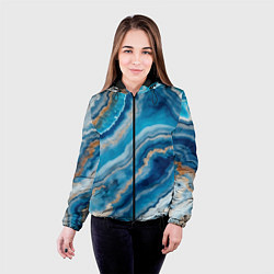 Куртка с капюшоном женская Текстура голубого океанического агата, цвет: 3D-черный — фото 2