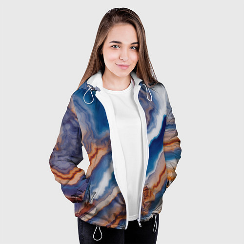 Женская куртка Волнистая разноцветная яшма / 3D-Белый – фото 3