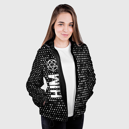 Женская куртка HIM glitch на темном фоне: по-вертикали / 3D-Черный – фото 3
