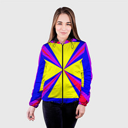 Куртка с капюшоном женская Абстракция геометрическая, цвет: 3D-черный — фото 2