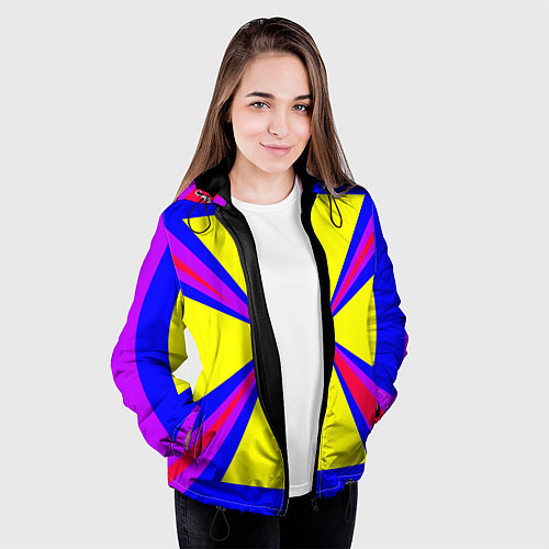 Женская куртка Абстракция геометрическая / 3D-Черный – фото 3