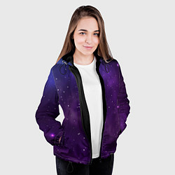 Куртка с капюшоном женская Реалистичный космос, цвет: 3D-черный — фото 2