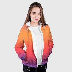Куртка с капюшоном женская Цвета заката градиент, цвет: 3D-белый — фото 2
