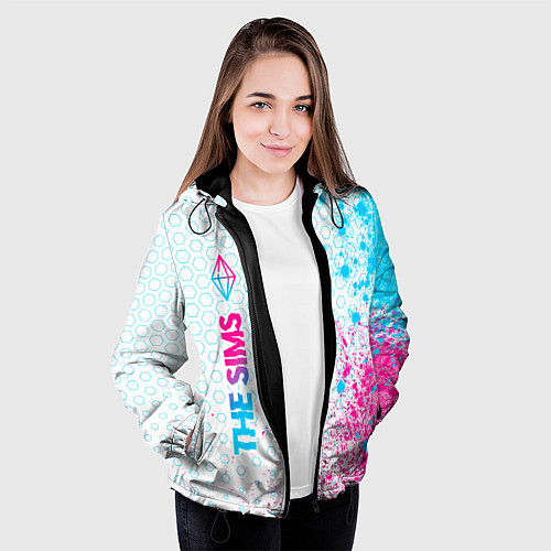 Женская куртка The Sims neon gradient style: по-вертикали / 3D-Черный – фото 3