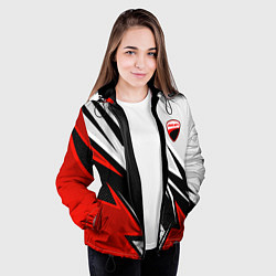 Куртка с капюшоном женская Ducati - белый и красный, цвет: 3D-черный — фото 2