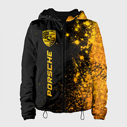 Куртка с капюшоном женская Porsche - gold gradient: по-вертикали, цвет: 3D-черный