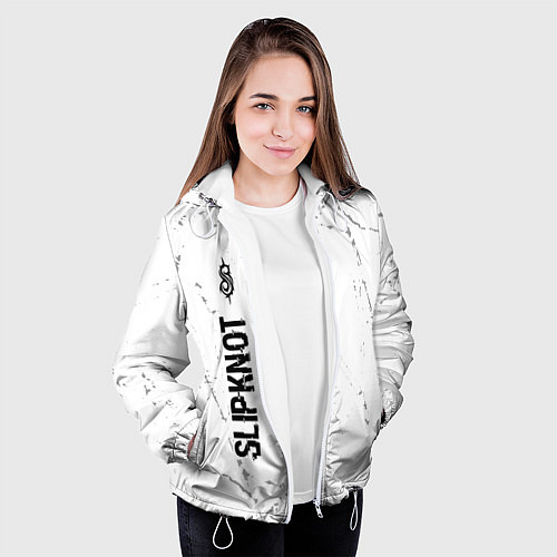 Женская куртка Slipknot glitch на светлом фоне: по-вертикали / 3D-Белый – фото 3