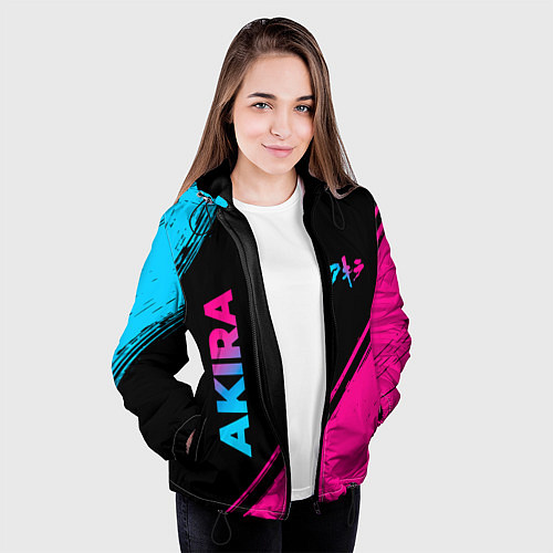 Женская куртка Akira - neon gradient: надпись, символ / 3D-Черный – фото 3