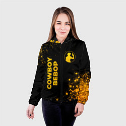 Куртка с капюшоном женская Cowboy Bebop - gold gradient: надпись, символ, цвет: 3D-черный — фото 2