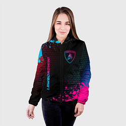 Куртка с капюшоном женская Lamborghini - neon gradient: надпись, символ, цвет: 3D-черный — фото 2