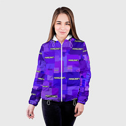 Куртка с капюшоном женская Minecraft pattern logo, цвет: 3D-белый — фото 2