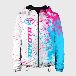 Куртка с капюшоном женская Toyota neon gradient style: по-вертикали, цвет: 3D-черный