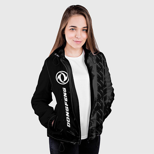 Женская куртка Dongfeng speed на темном фоне со следами шин: по-в / 3D-Черный – фото 3