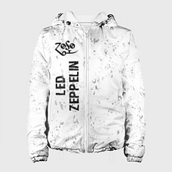 Куртка с капюшоном женская Led Zeppelin glitch на светлом фоне: по-вертикали, цвет: 3D-белый
