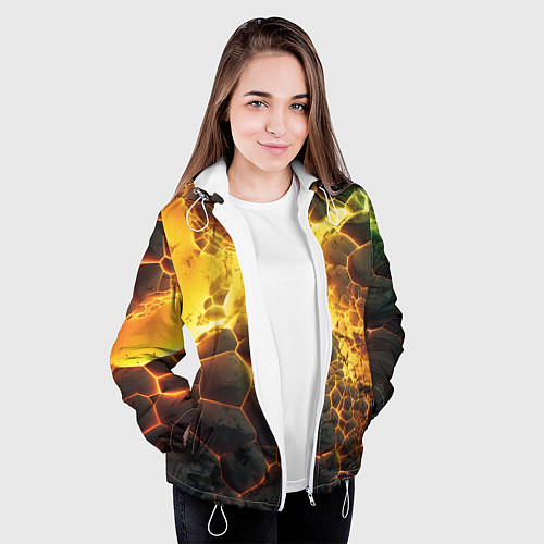 Женская куртка Разлом плит из лавы / 3D-Белый – фото 3