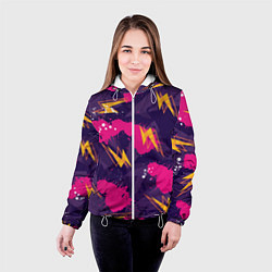Куртка с капюшоном женская Абстрактные узоры паттерн, цвет: 3D-белый — фото 2
