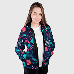 Куртка с капюшоном женская Абстракция синяя паттерн, цвет: 3D-черный — фото 2