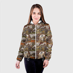Куртка с капюшоном женская Рисунки коллаж, цвет: 3D-белый — фото 2