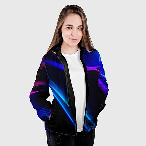 Женская куртка Синий градиент - нейросеть / 3D-Черный – фото 3