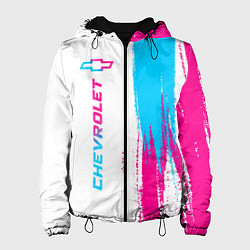 Куртка с капюшоном женская Chevrolet neon gradient style: по-вертикали, цвет: 3D-черный