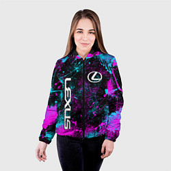 Куртка с капюшоном женская Lexus - неоновые брызги, цвет: 3D-черный — фото 2
