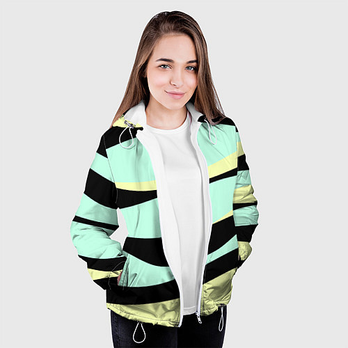 Женская куртка Черно-бирюзовая абстракция / 3D-Белый – фото 3