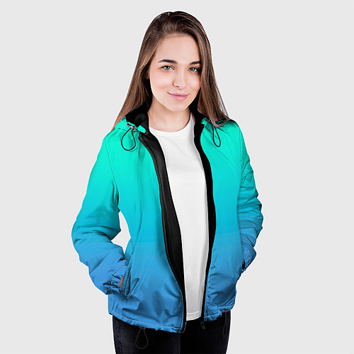 Женская куртка Градиент сине-зелёный светлый / 3D-Черный – фото 3