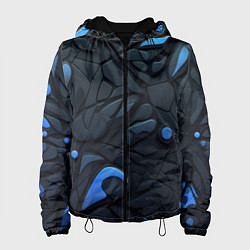 Куртка с капюшоном женская Blue black abstract texture, цвет: 3D-черный