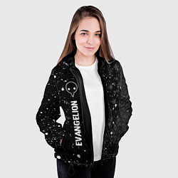 Куртка с капюшоном женская Evangelion glitch на темном фоне: по-вертикали, цвет: 3D-черный — фото 2
