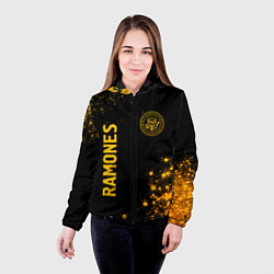 Куртка с капюшоном женская Ramones - gold gradient: надпись, символ, цвет: 3D-черный — фото 2