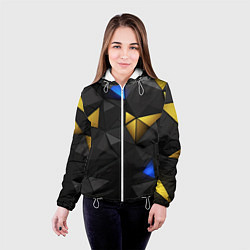 Куртка с капюшоном женская Black yellow geometry, цвет: 3D-белый — фото 2