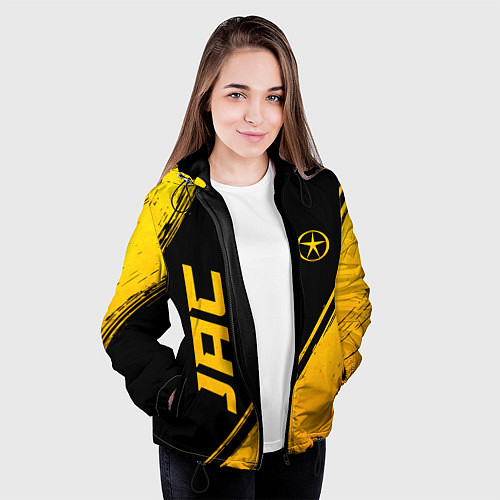 Женская куртка JAC - gold gradient: надпись, символ / 3D-Черный – фото 3