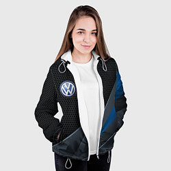 Куртка с капюшоном женская Фольцваген - синяя броня, цвет: 3D-белый — фото 2