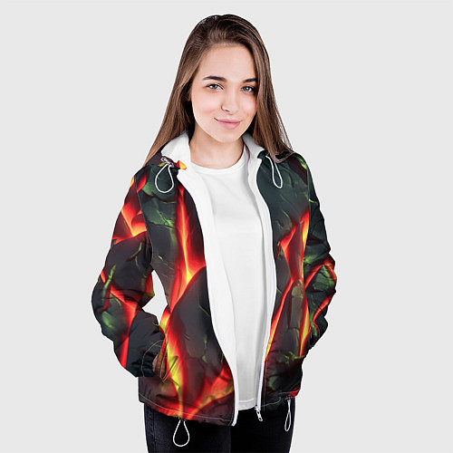 Женская куртка Красные плиты с лавой / 3D-Белый – фото 3