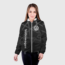 Куртка с капюшоном женская Volkswagen - classic black, цвет: 3D-белый — фото 2